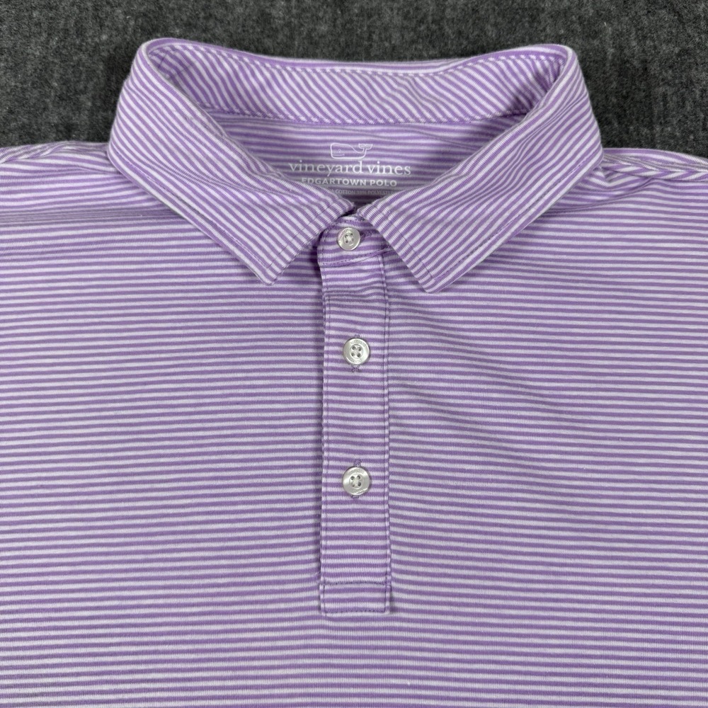 Vineyard Vines Edgartown Polo Men's L Light Purple Striped Golf Shirt